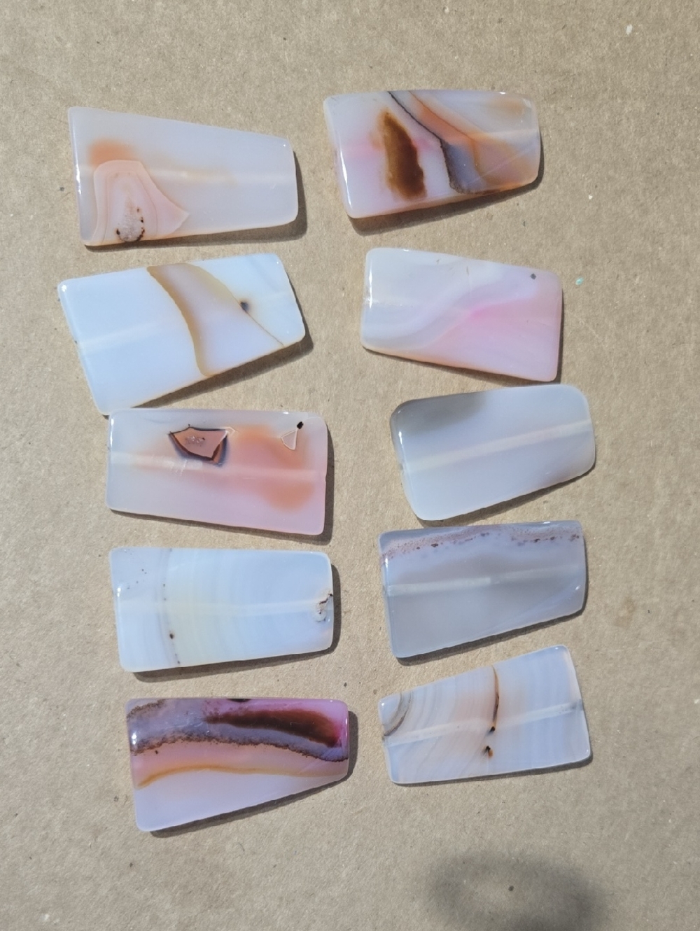 Polished Agate Slabs — Soft Pink & Cream Tones (Set of 10